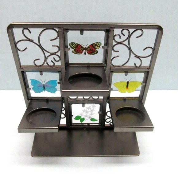 PARTYLITE BUTTERFLY Metal Easel & Etched Glass Tea Light Candleholder + LED - Picture 7 of 9